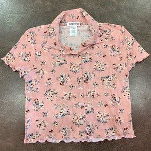 Lovely Bubbly Button Down Crop T-Shirt